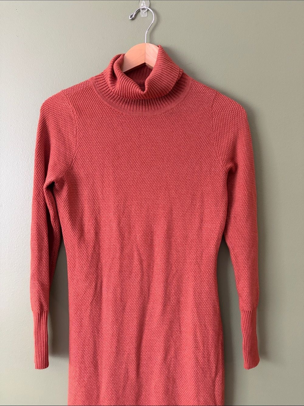 Parna Rusty Orange Knit Turtleneck Midi Figaro Long Sleeve Dress Sz S - Picture 3 of 9